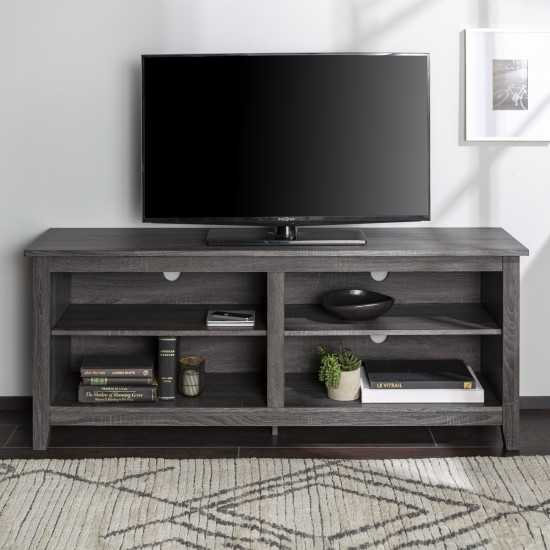 58" Simple Wood TV Stand - Charcoal