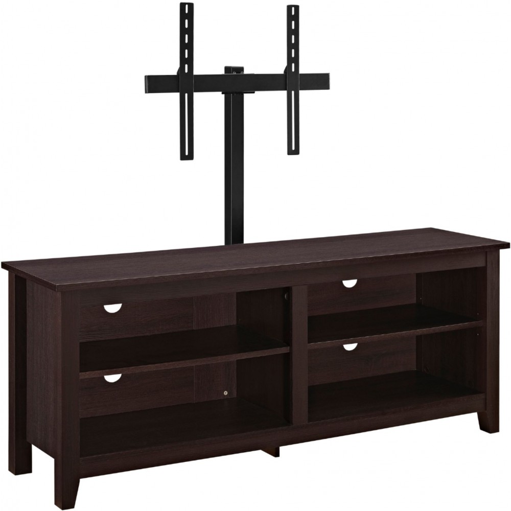 58" Simple Wood TV Stand with Mount - Espresso