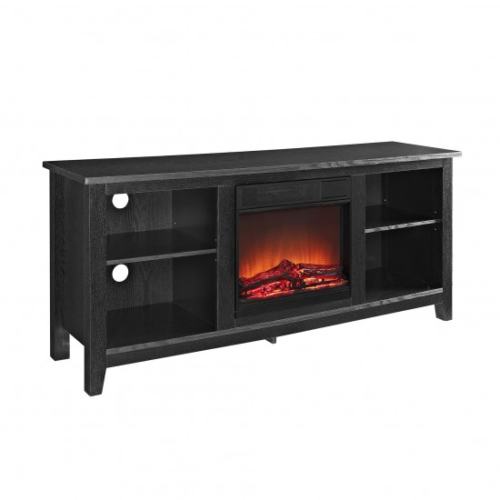 Essential 58" Rustic Farmhouse Fireplace TV Stand - Black