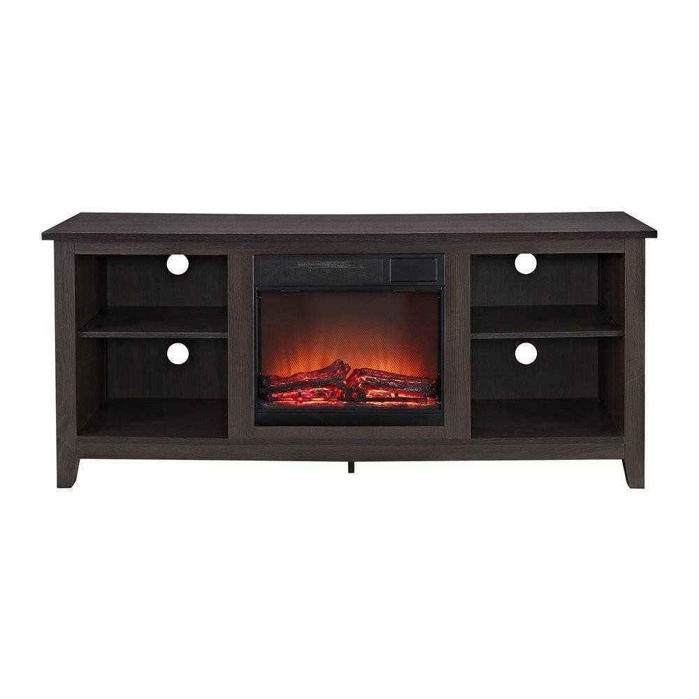 Essential 58" Rustic Farmhouse Fireplace TV Stand - Espresso