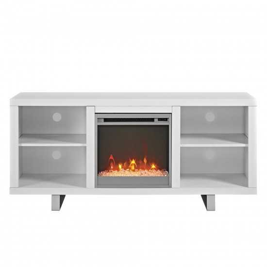 58" Simple Modern Electric Fireplace TV Stand - White