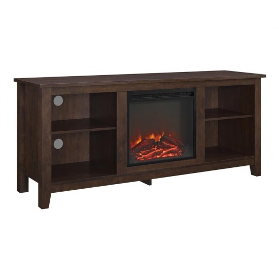 Essential 58" Traditional Rustic Farmhouse Electric Fireplace TV Stand - Brown