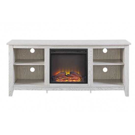 Essential 58" Traditional Rustic Farmhouse Electric Fireplace TV Stand - White