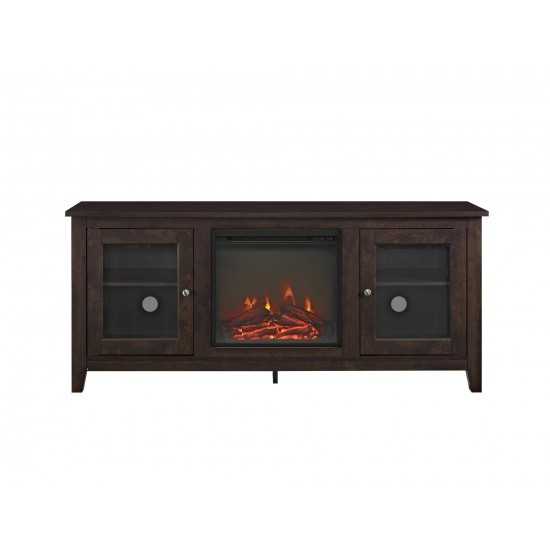 58" Traditional Electric Fireplace TV Stand - Traditional Brown