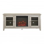 58" Traditional Electric Fireplace TV Stand - White Oak