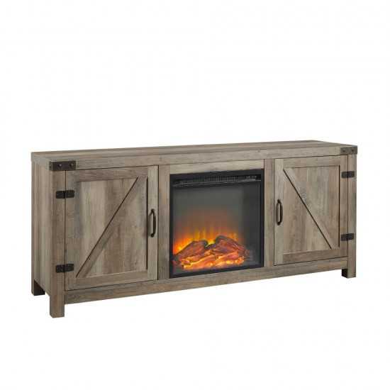 58" Rustic Modern Farmhouse Fireplace TV Stand - Grey Wash