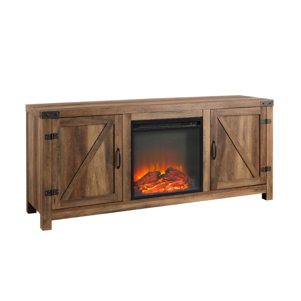 58" Rustic Modern Farmhouse Fireplace TV Stand - Rustic Oak