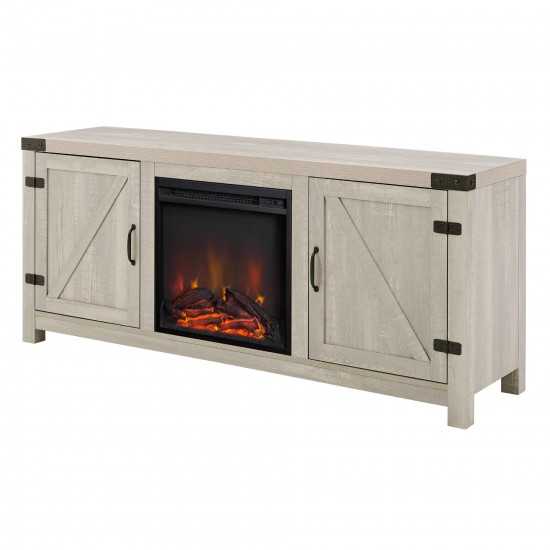 58" Rustic Modern Farmhouse Fireplace TV Stand - Stone Grey