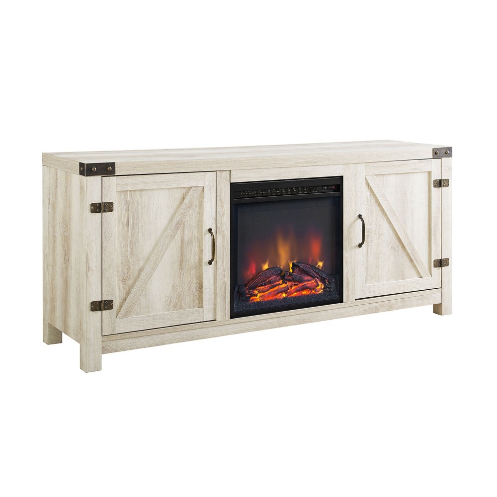 58" Rustic Modern Farmhouse Fireplace TV Stand - White Oak