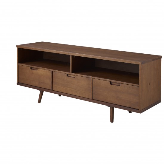 Ivy 58" 3 Drawer Mid Century Modern TV Stand - Walnut