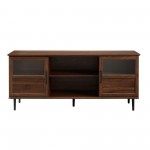 Owen 58" Glass and Wood Split Panel Door TV Console - Dark Walnut