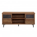 Owen 58" Glass and Wood Split Panel Door TV Console - Rustic Oak