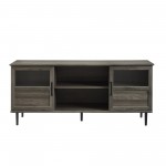 Owen 58" Glass and Wood Split Panel Door TV Console - Slate Grey