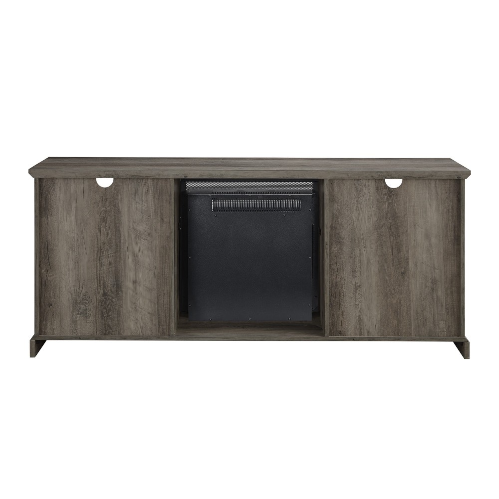 Abigail 60" 2 Door Fireplace Console - Grey Wash