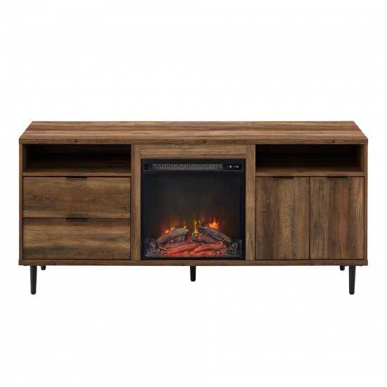 Roth Modern Storage Fireplace Console - Rustic Oak