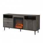 Roth 60" Modern Storage Fireplace Console - Slate Grey