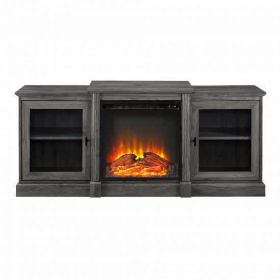 60" Classic Tiered Top Fireplace TV Console - Slate Grey