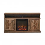 Cherrington 60" Tall Highboy Barn Door Fireplace TV Stand - Rustic Oak