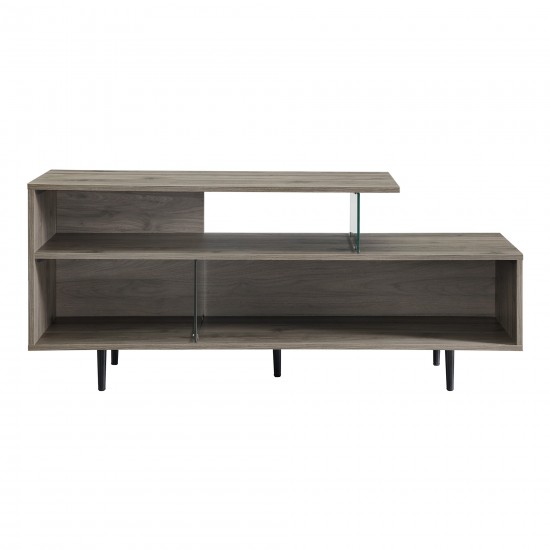 Harper 60" Asymmetrical Wood and Glass Console - Slate Grey