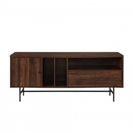 Jacklyn 60" Modern TV Console with Record Storage - Dark Walnut