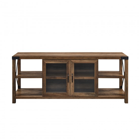 60" Farmhouse Metal X TV Stand - Rustic Oak