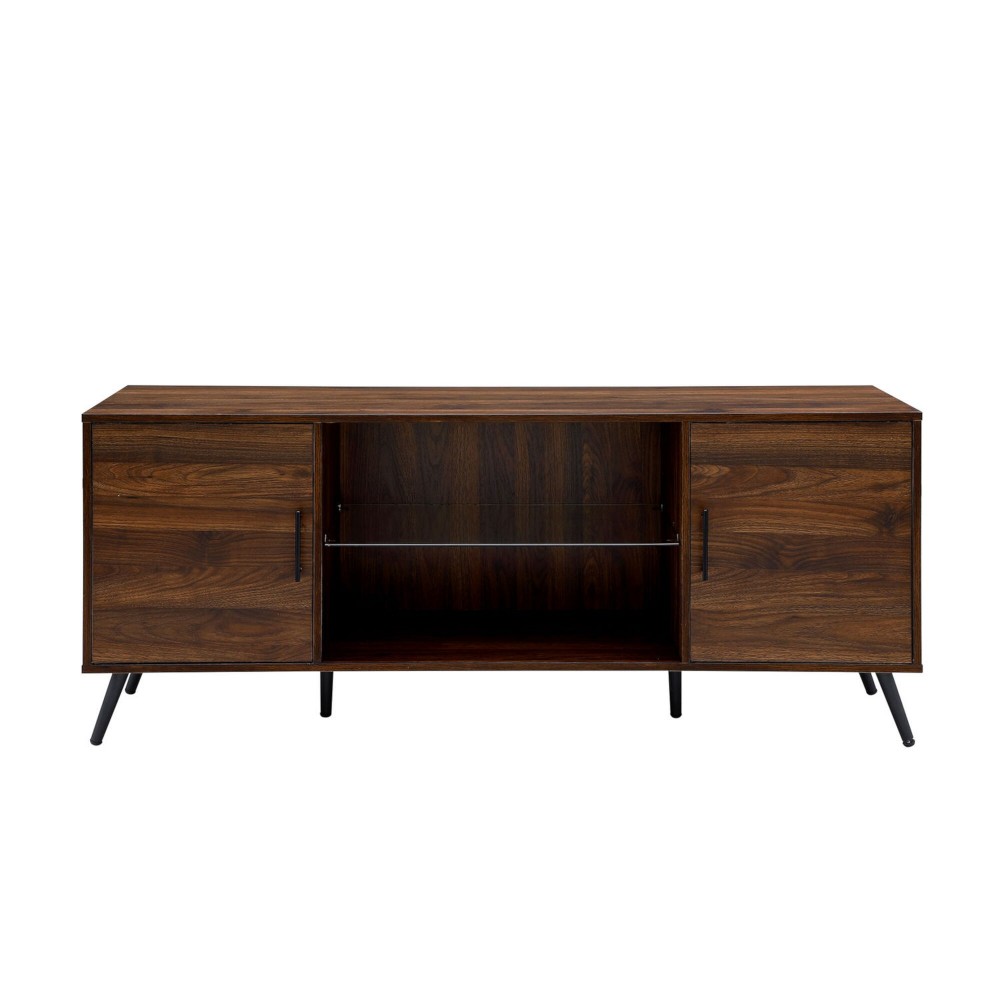 Nora 60" Mid Century Modern 2 Door TV Stand - Pecan