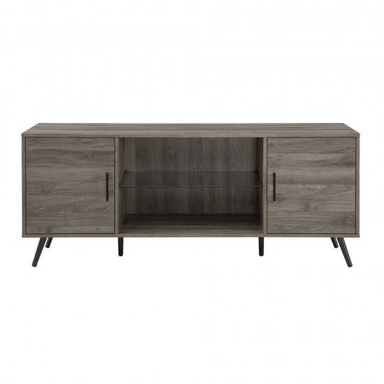 Nora 60" Mid Century Modern 2 Door TV Stand - Slate Grey