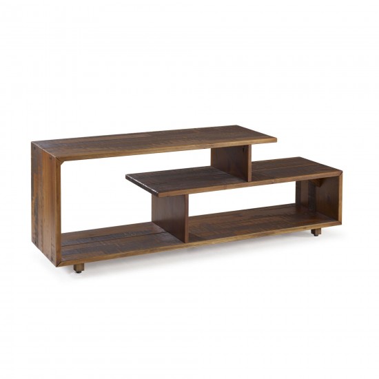 60” Asymmetric Modern Solid Wood TV Stand - Amber