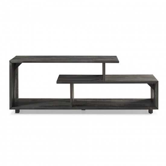 60” Asymmetric Modern Solid Wood TV Stand - Grey