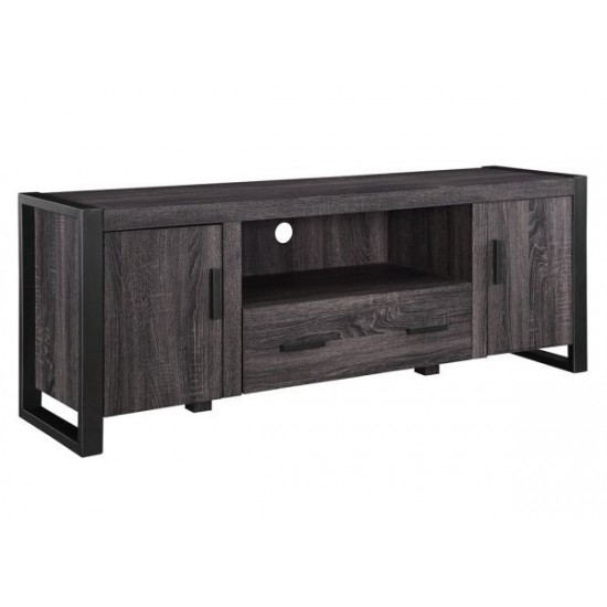 60" Urban Industrial Wood TV Stand - Charcoal