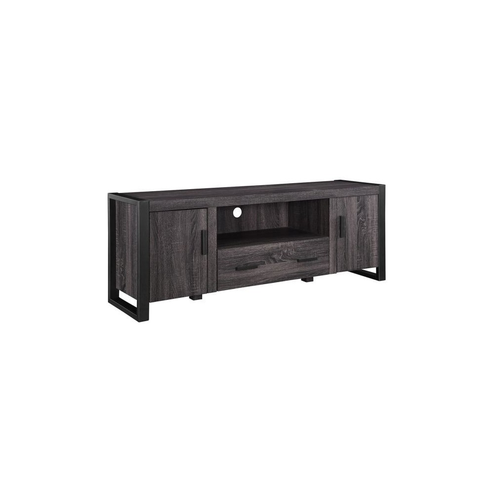 60" Urban Industrial Wood TV Stand - Charcoal