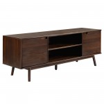 Adair 70" Modern 2 Door Solid Wood TV Stand - Walnut