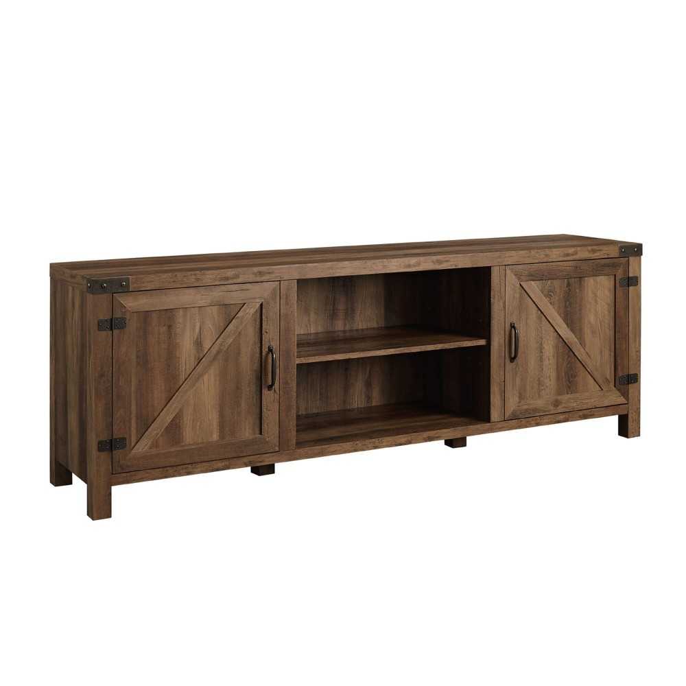 70" Modern Farmhouse Barn Door TV Stand - Rustic Oak