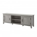 70" Modern Farmhouse Simple Grooved Door Wood TV Stand - Stone Grey