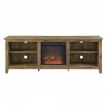 Essential 70" Rustic Farmhouse Electric Fireplace Wood TV Stand - Barnwood