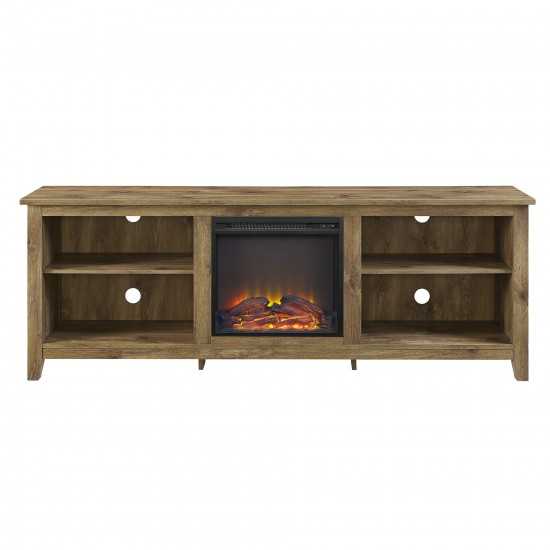 Essential 70" Rustic Farmhouse Electric Fireplace Wood TV Stand - Barnwood