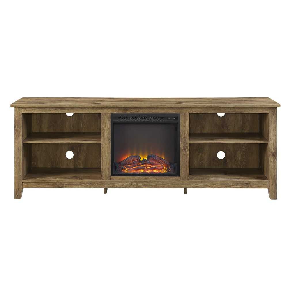 Essential 70" Rustic Farmhouse Electric Fireplace Wood TV Stand - Barnwood