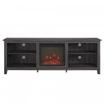 Essential 70" Rustic Farmhouse Electric Fireplace Wood TV Stand - Charcoal