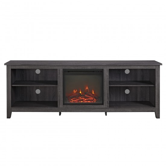 Essential 70" Rustic Farmhouse Electric Fireplace Wood TV Stand - Charcoal