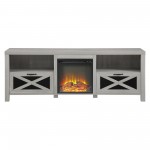 Abilene 70" Rustic Farmhouse Fireplace TV Stand - Stone Grey