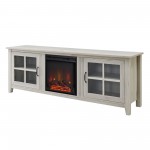 70" Glass Door Fireplace TV Console - Birch