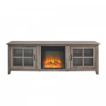 70" Farmhouse Fireplace Wood TV Stand - Grey Wash