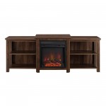 70" Tiered Top Open Shelf Fireplace TV Stand - Dark Walnut