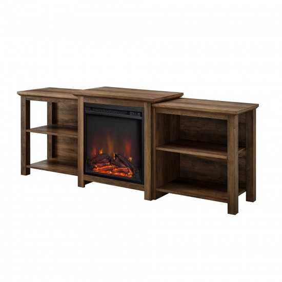 70" Tiered Top Open Shelf Fireplace TV Stand - Rustic Oak