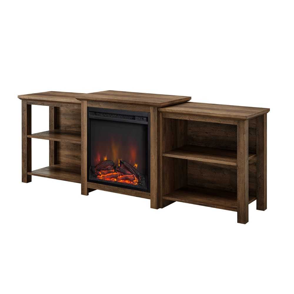 70" Tiered Top Open Shelf Fireplace TV Stand Rustic Oak