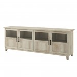 Goodwin 70" TV Console with Glass and Wood 4 Panel Doors - White Oak