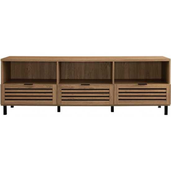 Jackson 70" Modern Slat Door TV Stand - English Oak