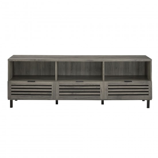 Jackson 70" Modern Slat Door TV Stand - Slate Grey