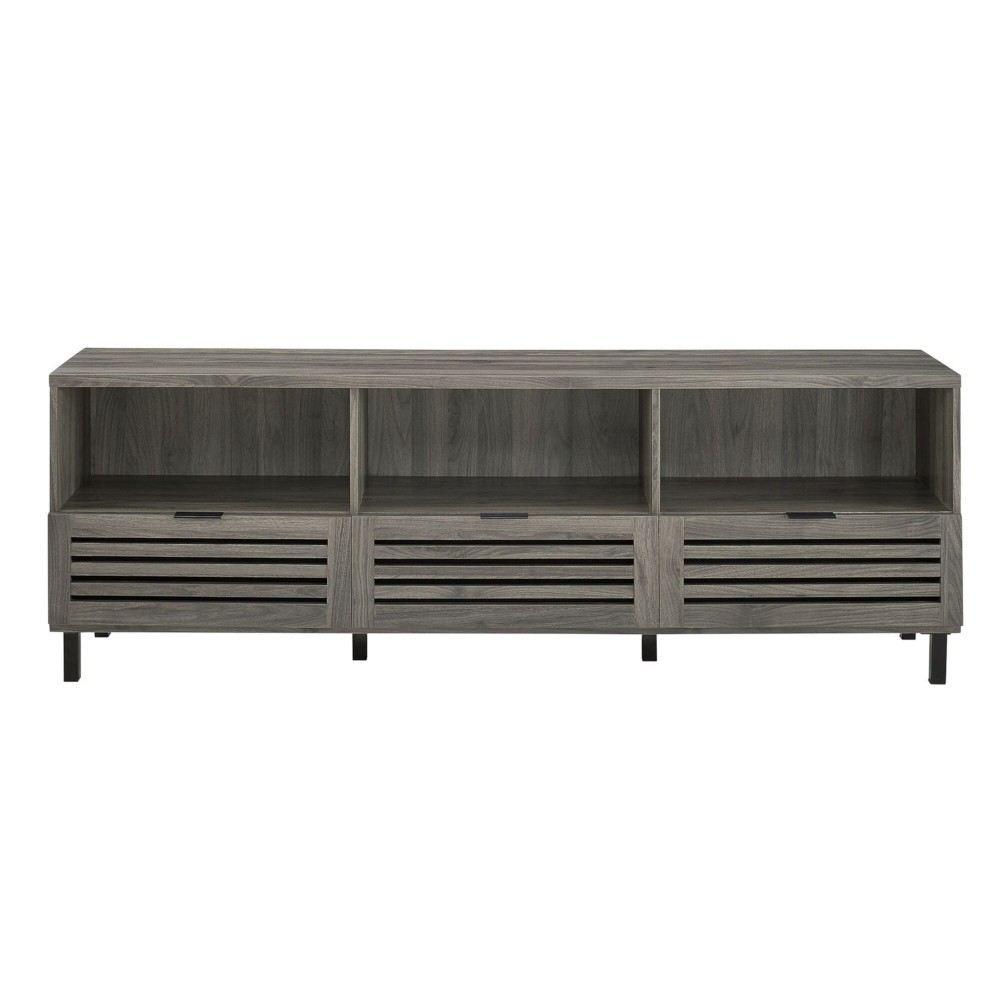 Jackson 70" Modern Slat Door TV Stand - Slate Grey