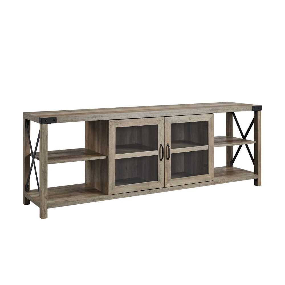 70" Farmhouse Metal X TV Stand - Grey Wash 70" Farmhouse Metal X TV Stand - Grey Wash
